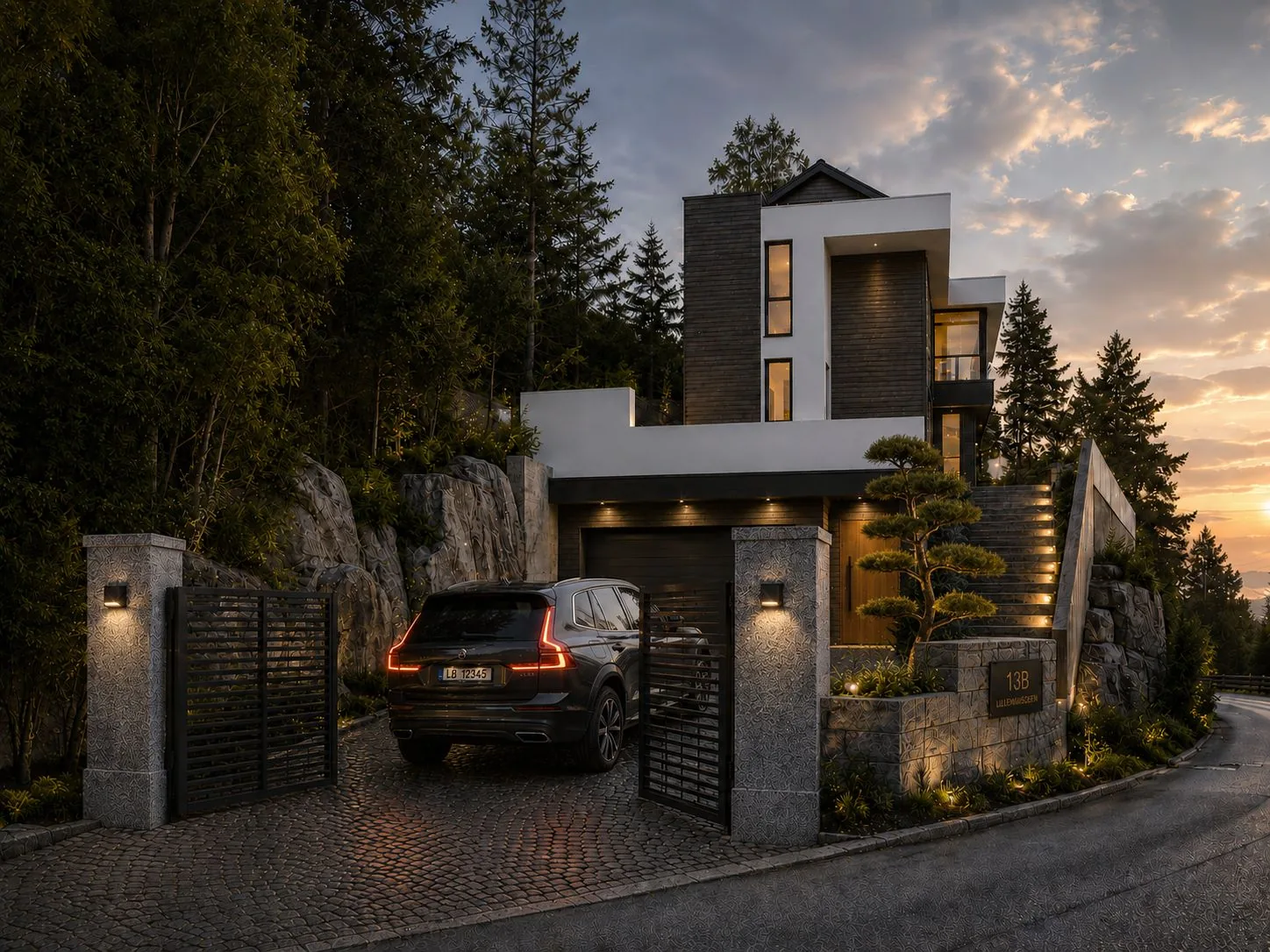 Villa Eira alene i skumring
